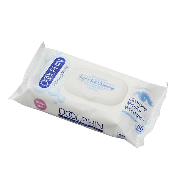 فروشگاه نویت مال - دستمال مرطوب پاک کننده آرایش دلفین Wet Wipes بسته 60 عددی